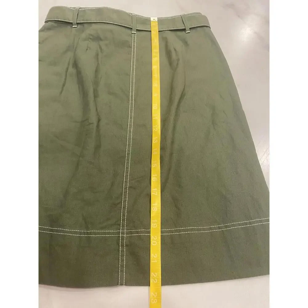 J.Crew Olive Green Button-Front Skirt with Belt - Size 4 - Picture 6 of 6